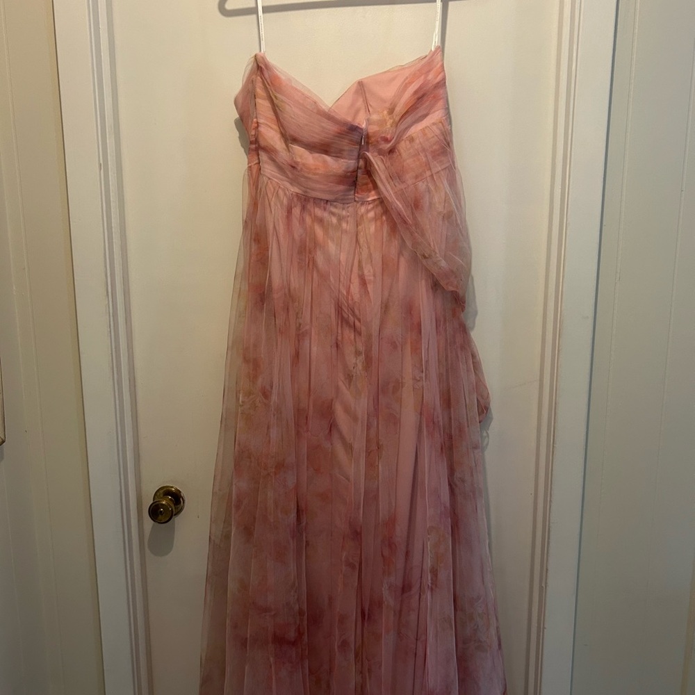 Dessy Collection Pink Floral Chiffon Maxi Dress - Picture 2 of 5